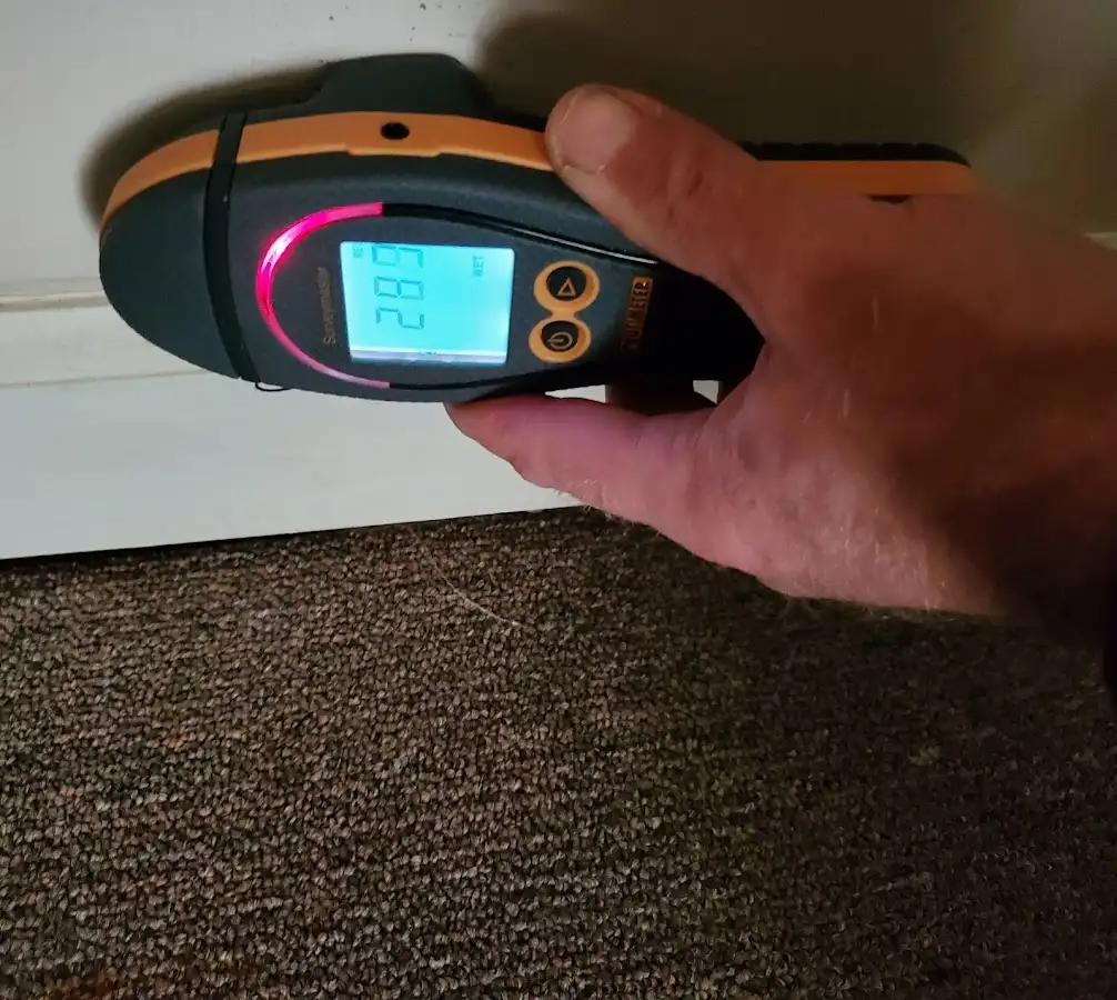 Moisture detection at baseboard during Burst Pipe Cleanup in Riviera Beach